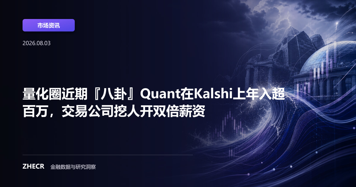 量化圈近期『八卦』Quant在Kalshi上年入超百万，交易公司挖人开双倍薪资