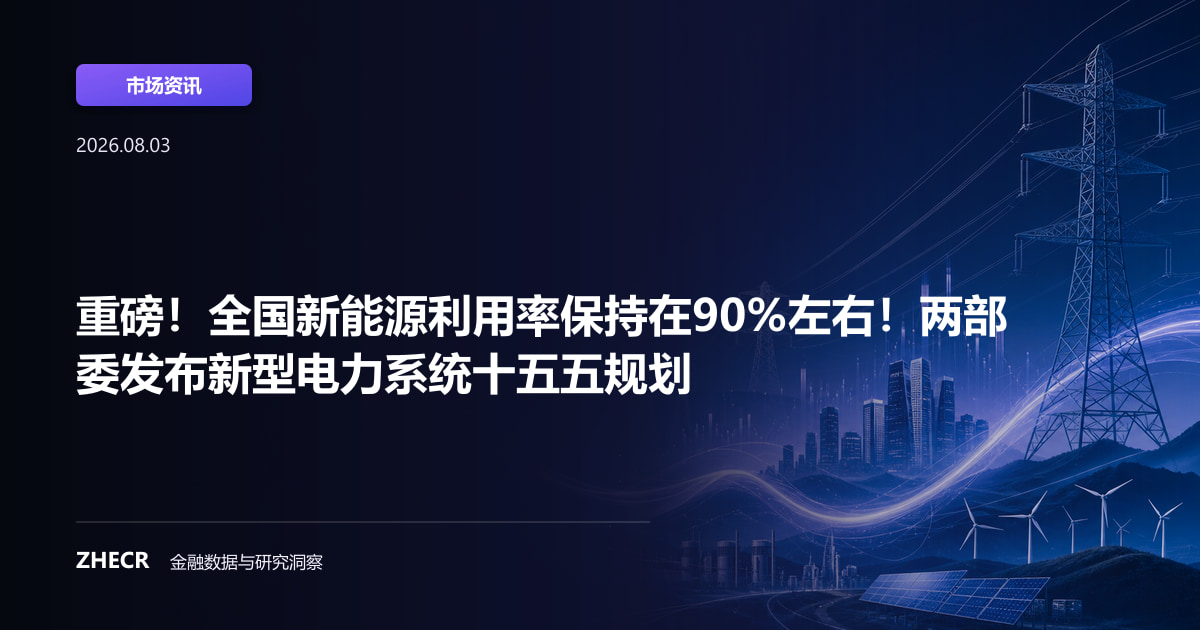 重磅！全国新能源利用率保持在90%左右！两部委发布新型电力系统十五五规划