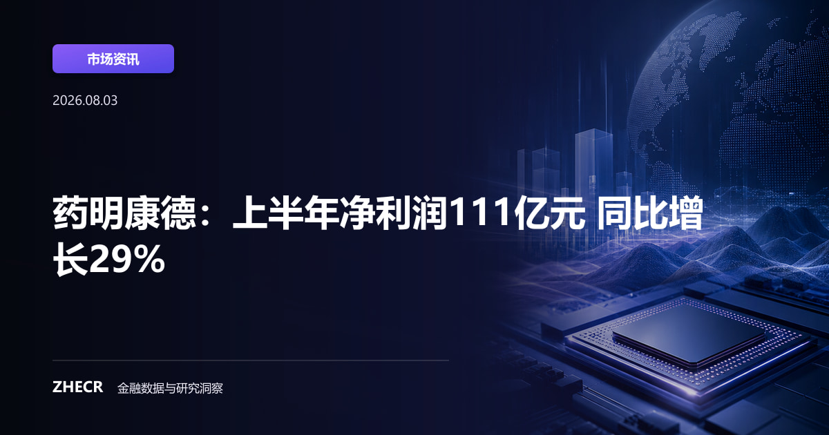 药明康德：上半年净利润111亿元 同比增长29%