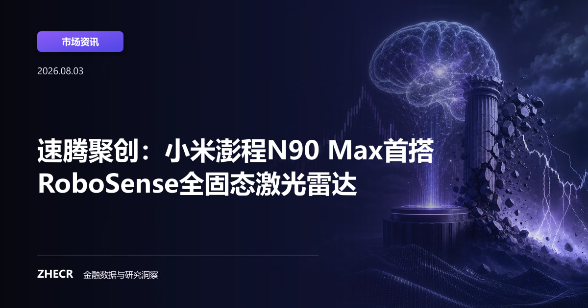 速腾聚创：小米澎程N90 Max首搭RoboSense全固态激光雷达