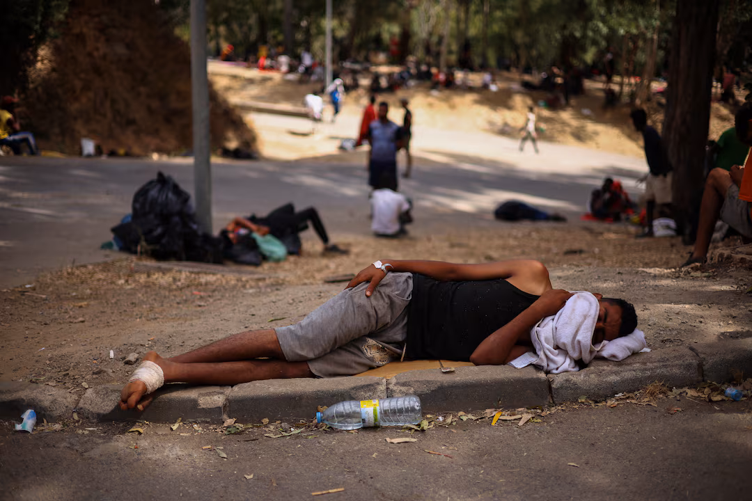 Mass crossings of migrants on foot and by sea from Morocco into Spanish territory, in Ceuta