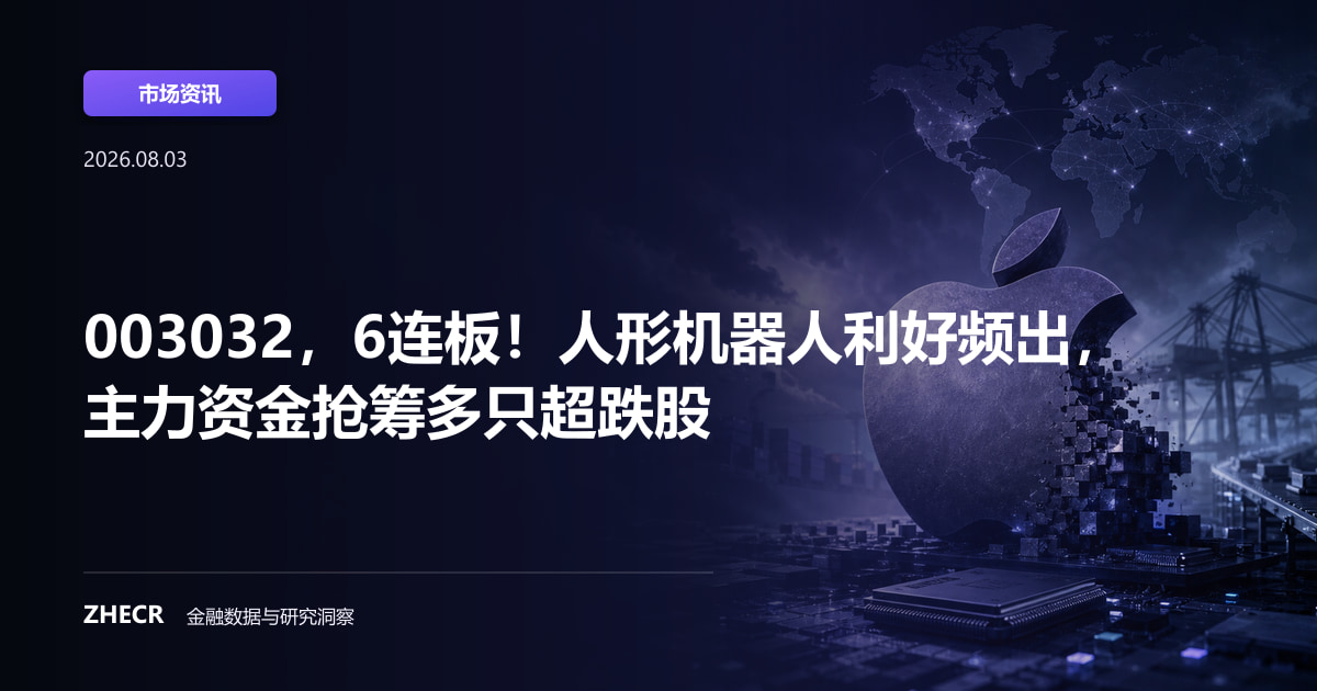 003032，6连板！人形机器人利好频出，主力资金抢筹多只超跌股