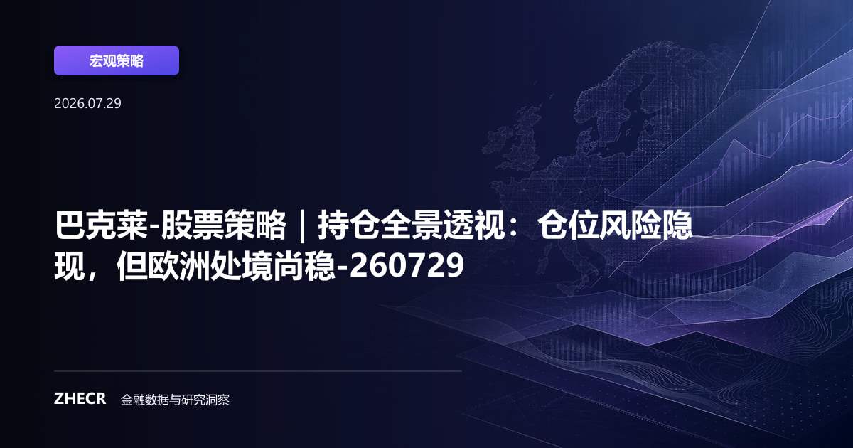 巴克莱-股票策略｜持仓全景透视：仓位风险隐现，但欧洲处境尚稳-260729