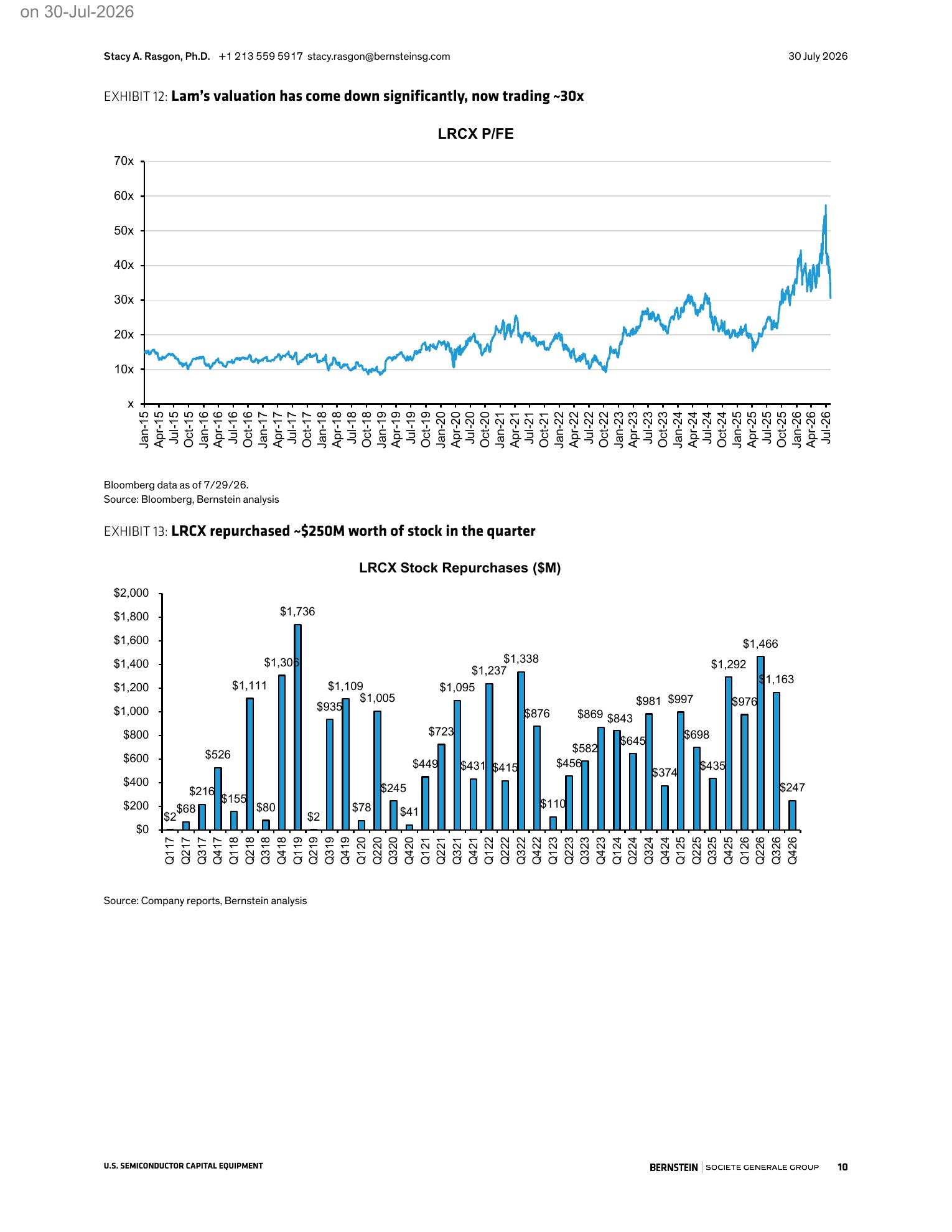 伯恩斯坦-泛林集团（LRCX.US）：2026财年四季度业绩回顾：相当出色！-260730 - 第 10 页