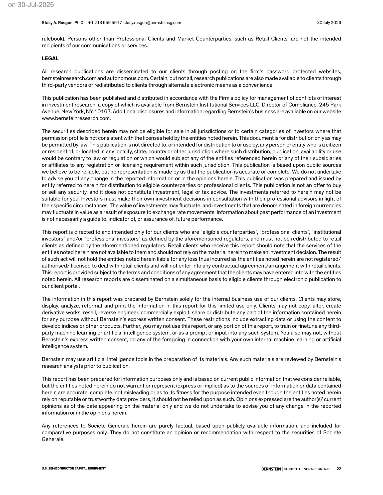 伯恩斯坦-泛林集团（LRCX.US）：2026财年四季度业绩回顾：相当出色！-260730 - 第 22 页