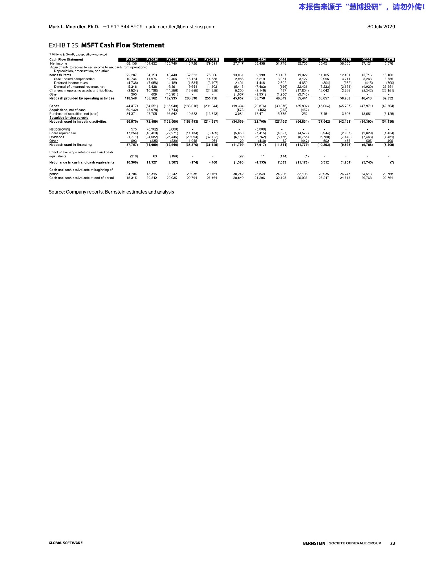 伯恩斯坦-微软（MSFT.US）：2026财年四季度业绩：是爆发而非停滞！！！-260730 - 第 22 页