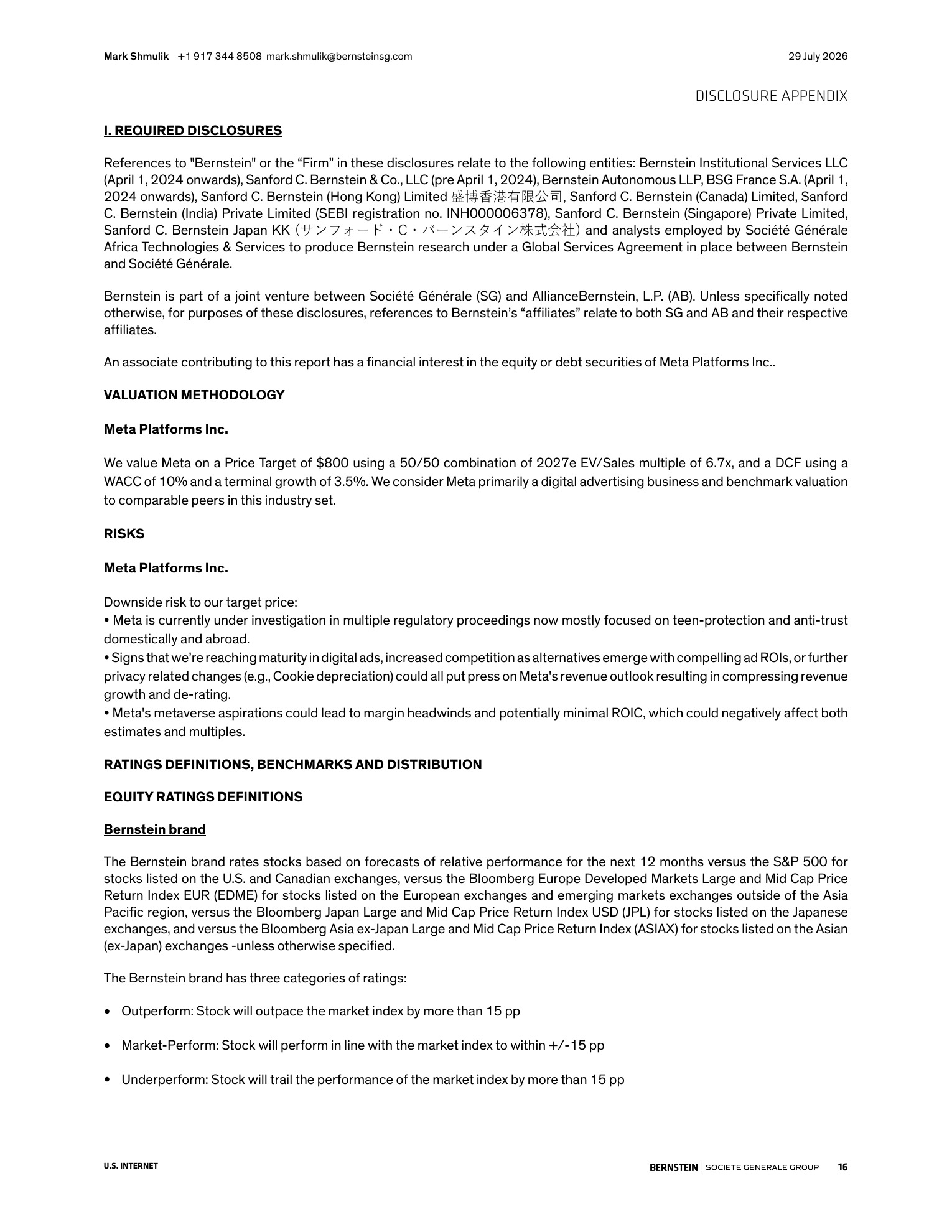 伯恩斯坦-Meta Platforms（META.US）2026年二季度业绩点评：Meta正在规避沦为第二个TikTok的困境-260729 - 第 16 页