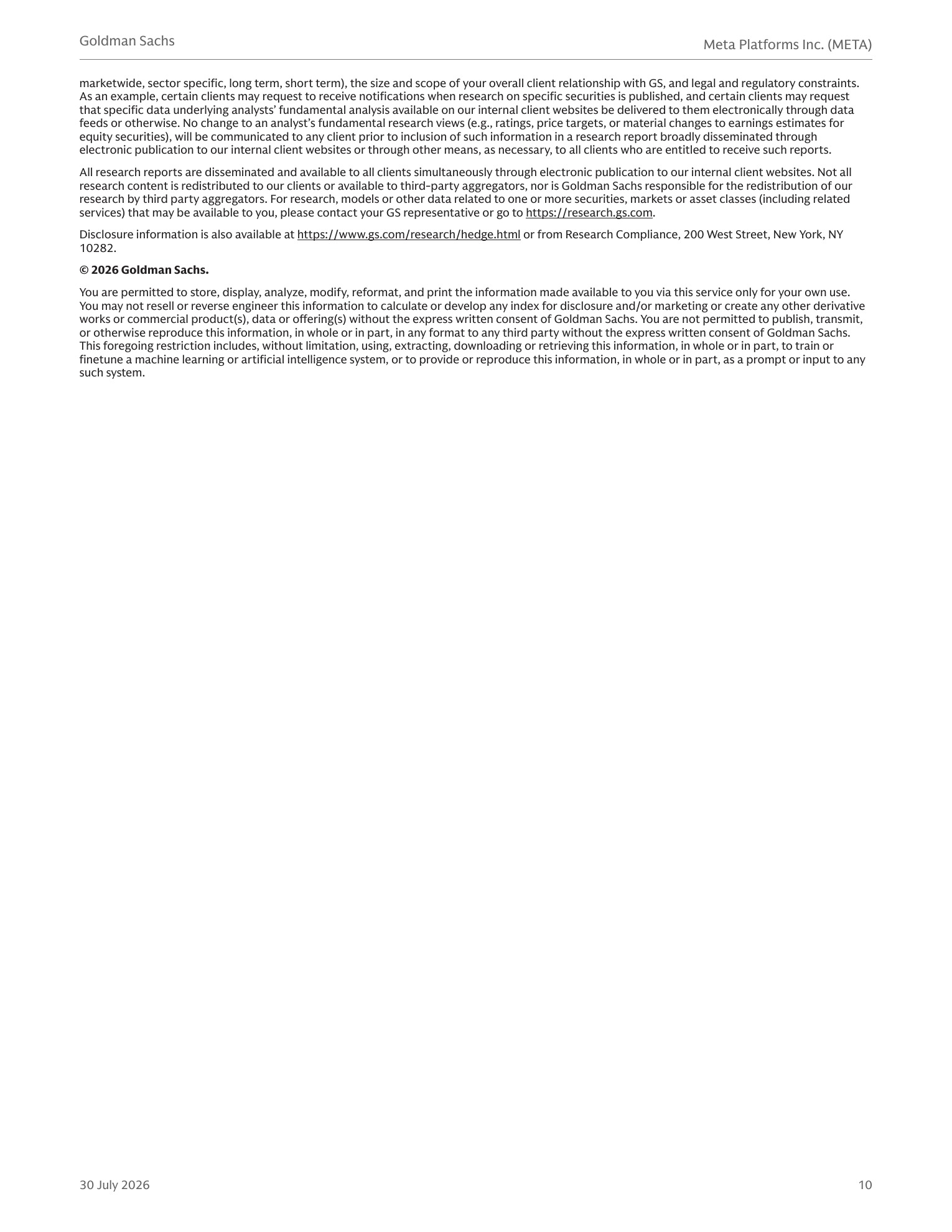 高盛-Meta Platforms（META.US）2026财年二季报点评：核心业务印证短期资本回报率，长期算力投入能见度仍待提升-270730 - 第 10 页