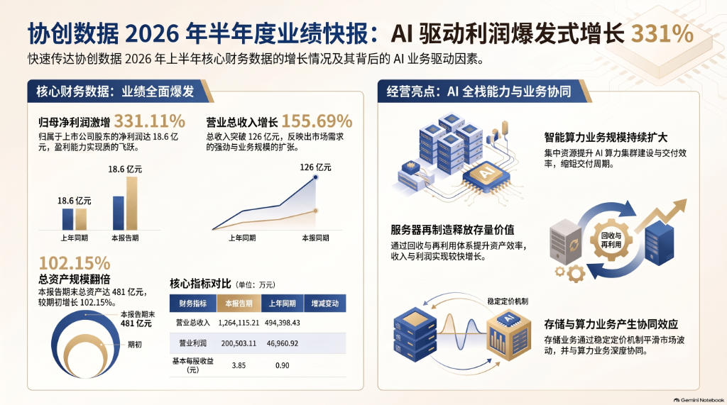 协创数据上半年业绩与AI业务协同信息图