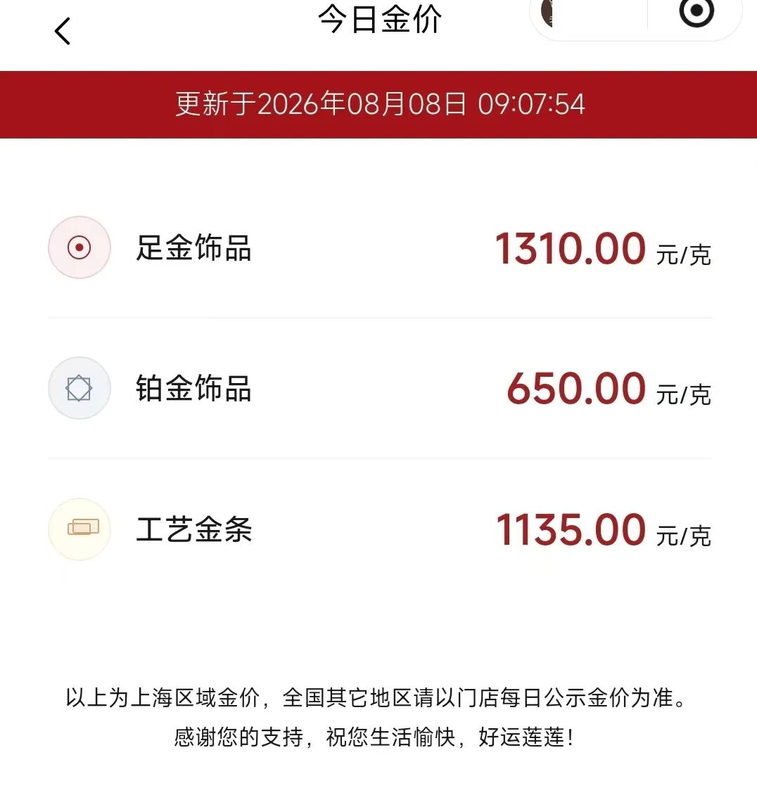 一夜上涨30元 金饰克价重回1300元相关资料图