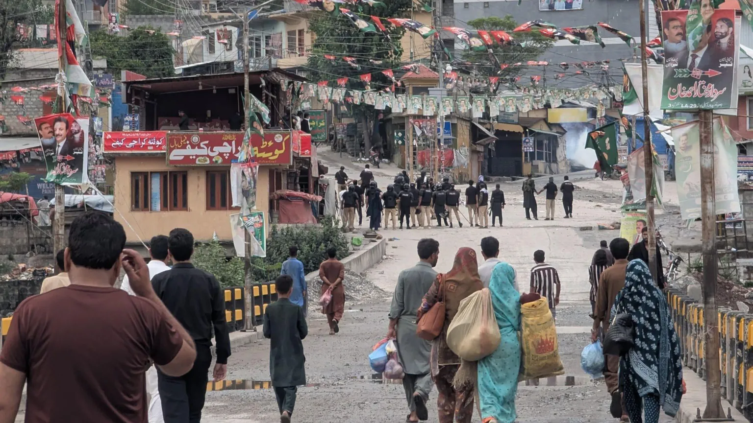 EPA Security forces patrol during clashes in Muzaffarabad, Pakistan-administered Kashmir, 31 July 2026